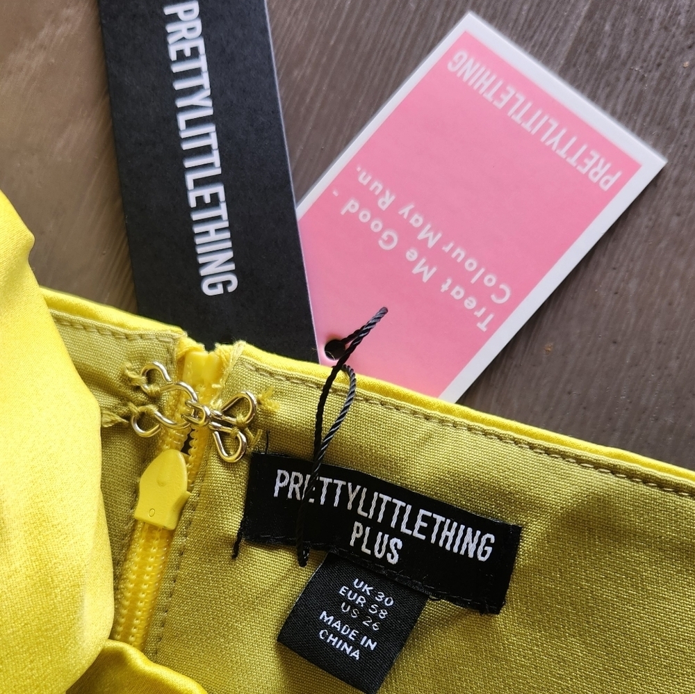 Pretty Little Thing Yellow Satin Corset Top Sz 26 - Picture 3 of 6